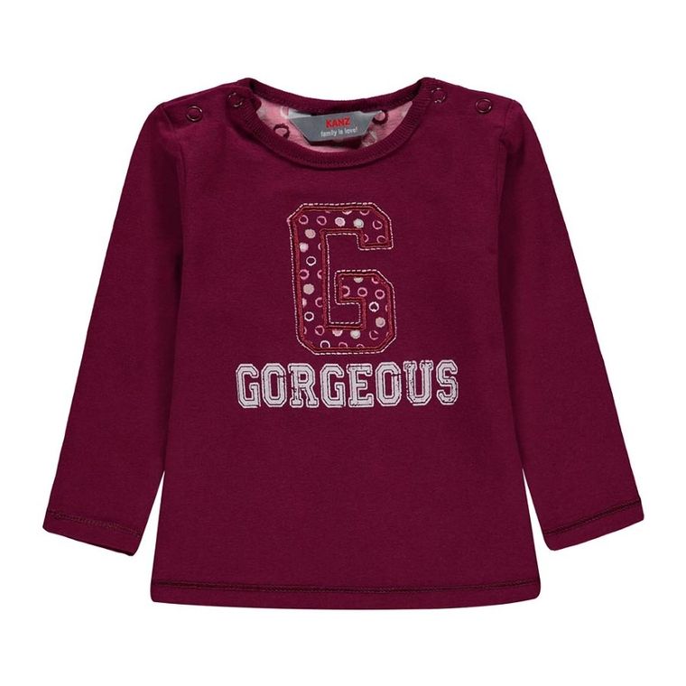 Bluzka dziewczęca z długim rękawem, bordowa, Kanz