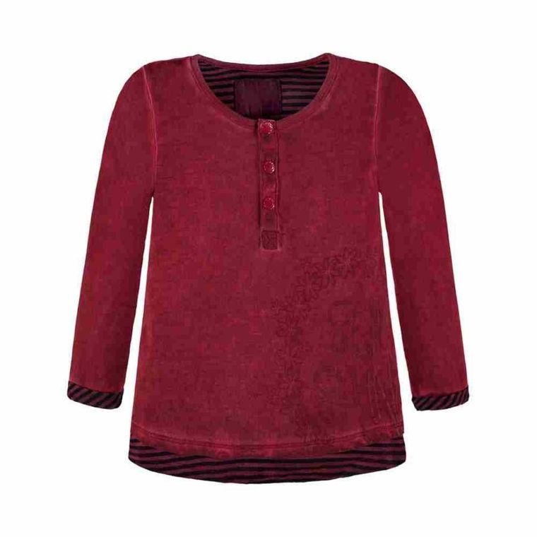 Bluzka dziewczęca z długim rękawem, bordowa, Kanz