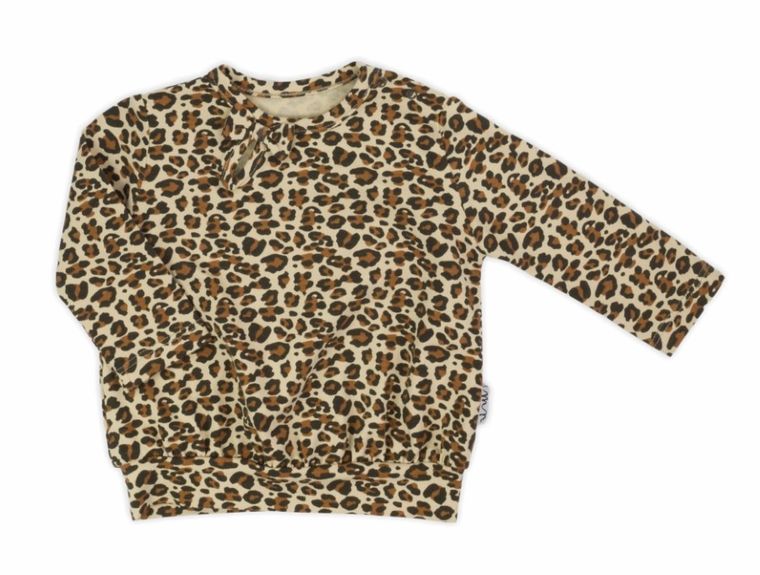 Bluzka dziewczęca z długim rękawem, brązowo-beżowa, Nicol