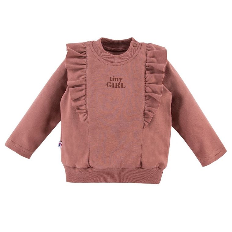 Bluzka dziewczęca z długim rękawem, ciemnoróżowa, Tiny girl, Eevi