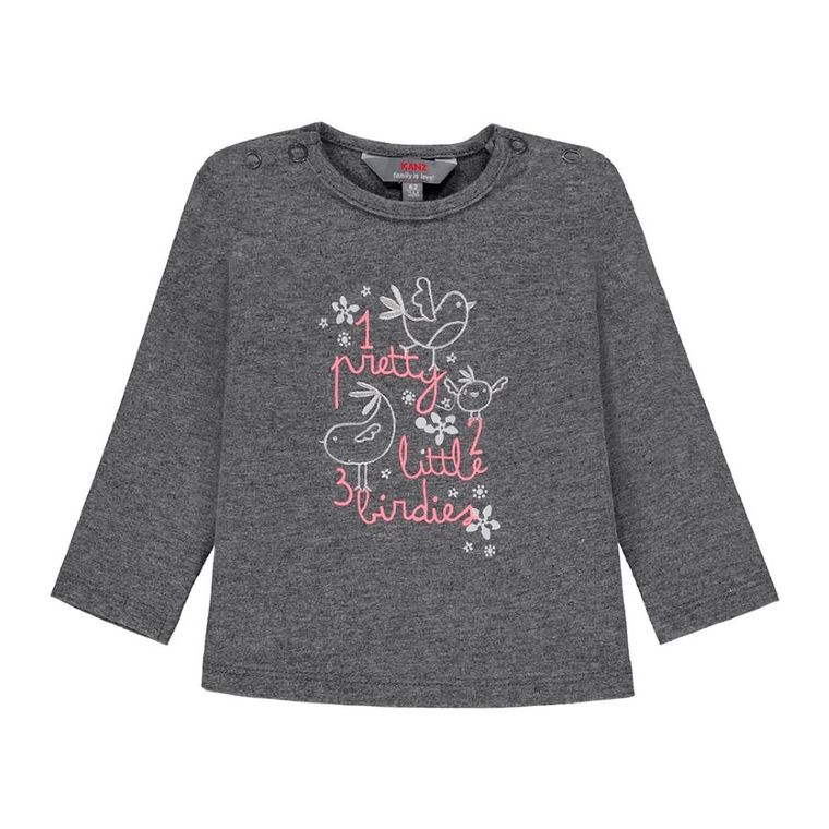 Bluzka dziewczęca z długim rękawem, ciemnoszara, Kanz