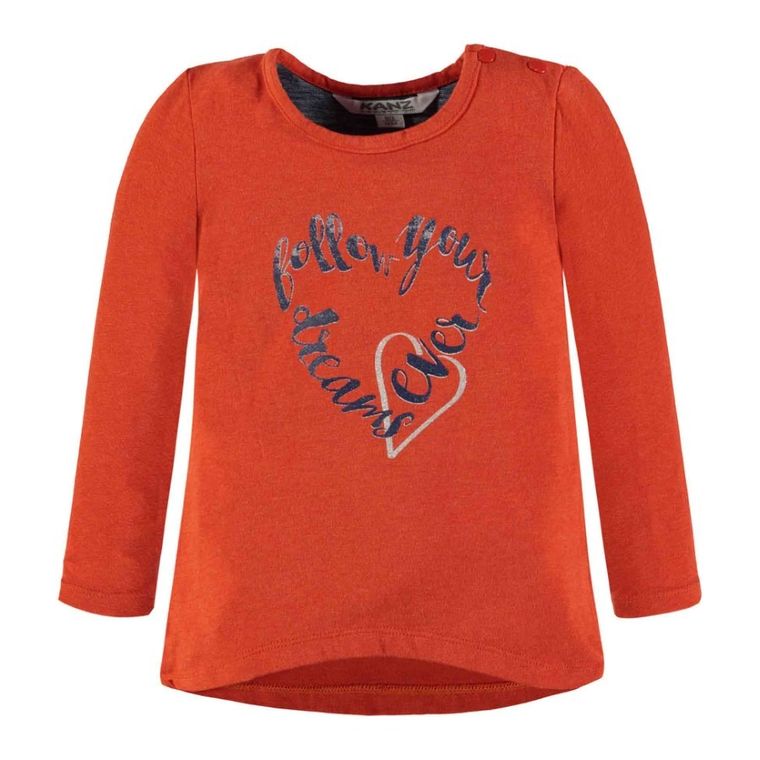 Bluzka dziewczęca z długim rękawem, czerwona, Kanz