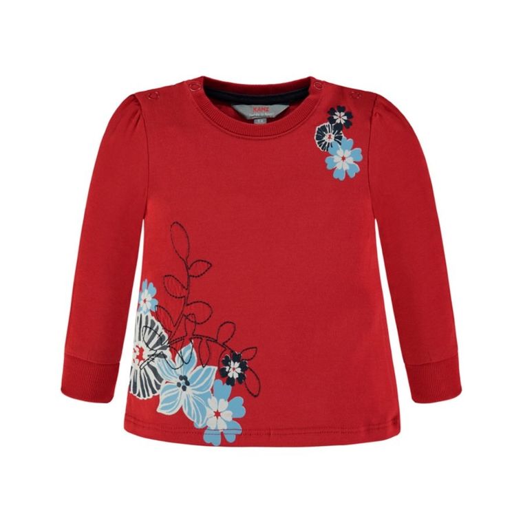 Bluzka dziewczęca z długim rękawem, czerwona, Kanz