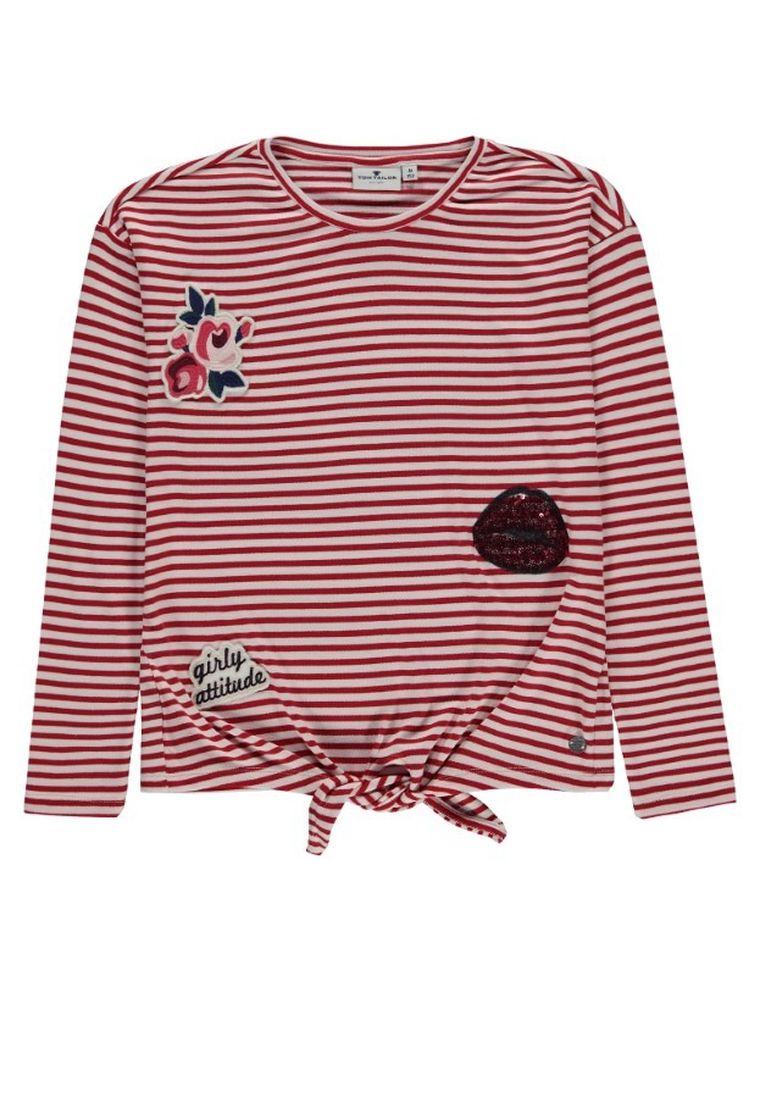 Bluzka dziewczęca z długim rękawem, czerwona, Tom Tailor