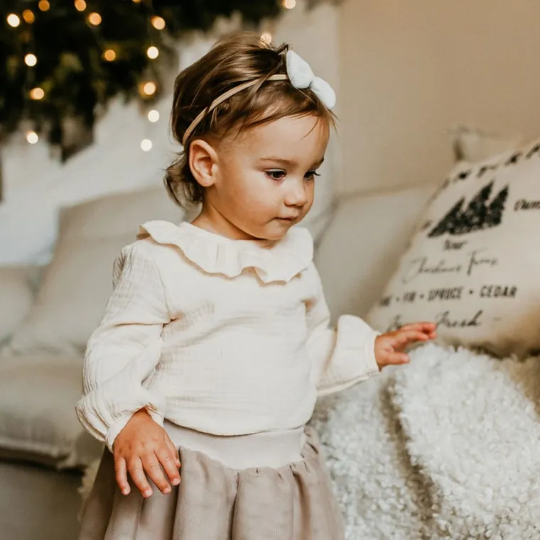 Bluzka dziewczęca z długim rękawem, ecru, Eevi