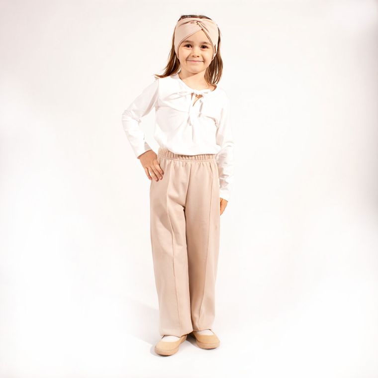 Bluzka dziewczęca z długim rękawem, ecru, Nicol