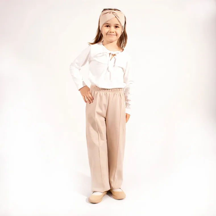 Bluzka dziewczęca z długim rękawem, ecru, Nicol