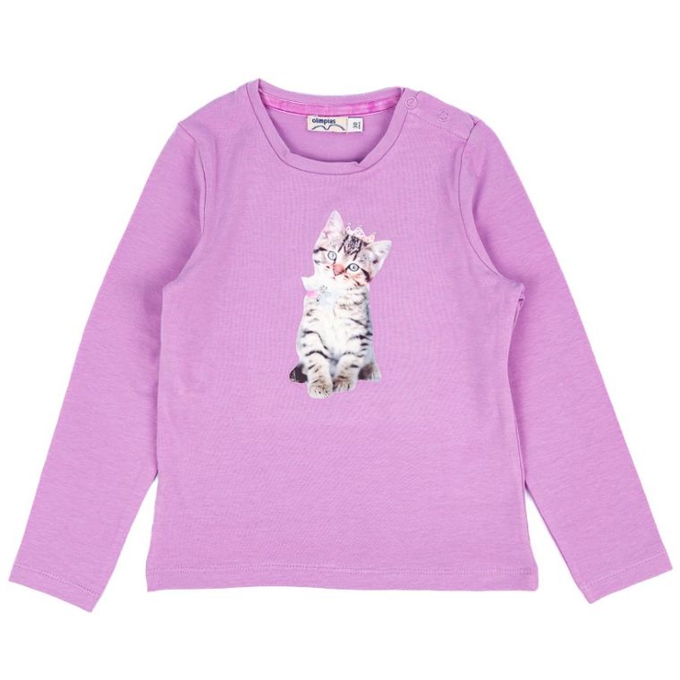Bluzka dziewczęca z długim rękawem, fioletowa, Olimpias