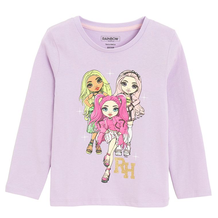 Bluzka dziewczęca z długim rękawem, fioletowa, Rainbow High