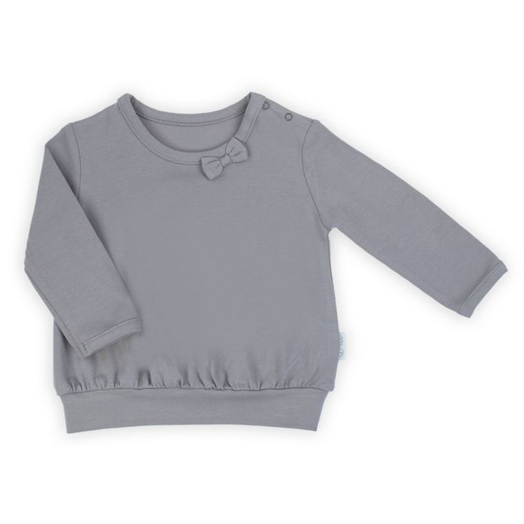 Bluzka dziewczęca z długim rękawem, grafitowa, Nicol