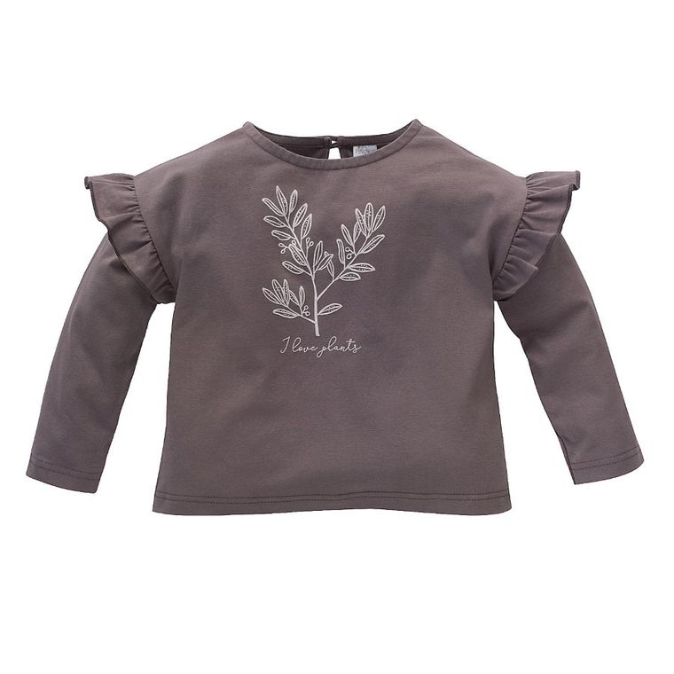 Bluzka dziewczęca z długim rękawem, grafitowa, Pinokio