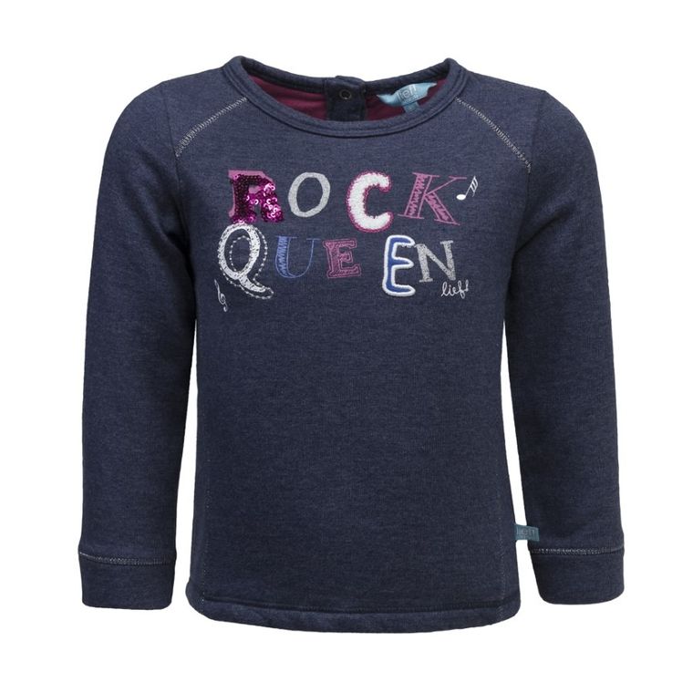 Bluzka dziewczęca z długim rękawem, granatowa, Lief