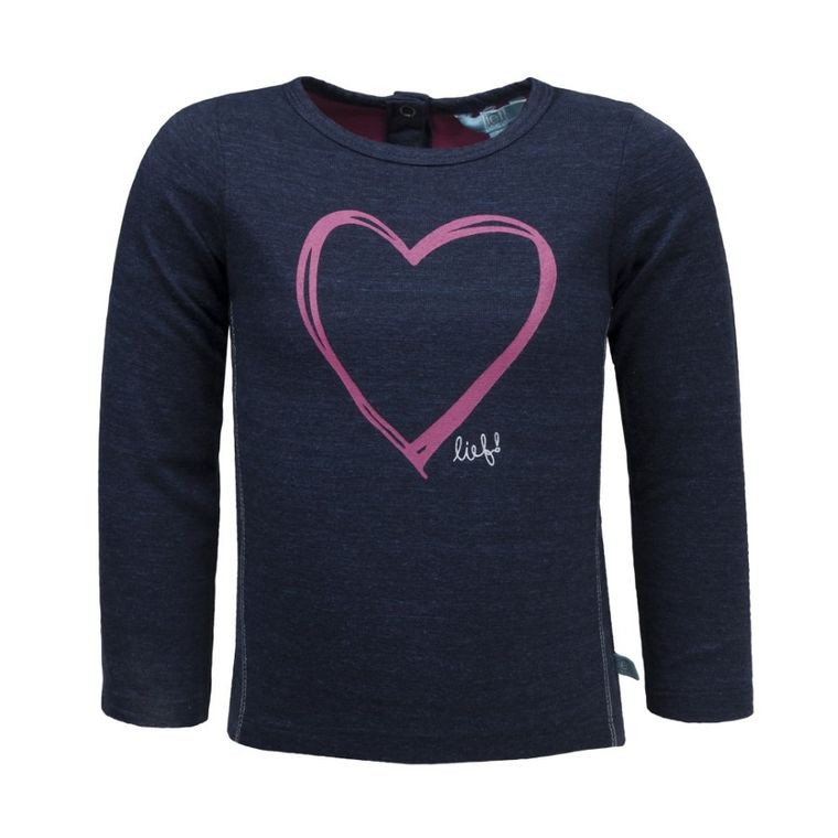 Bluzka dziewczęca z długim rękawem, granatowa, Lief
