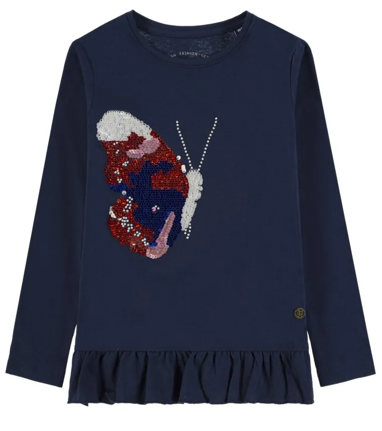 Bluzka dziewczęca z długim rękawem, granatowa, Tom Tailor