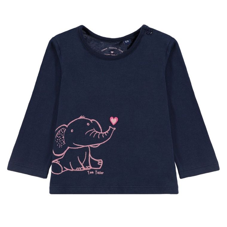 Bluzka dziewczęca z długim rękawem, granatowa, Tom Tailor