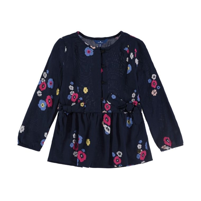 Bluzka dziewczęca z długim rękawem, granatowa, Tom Tailor
