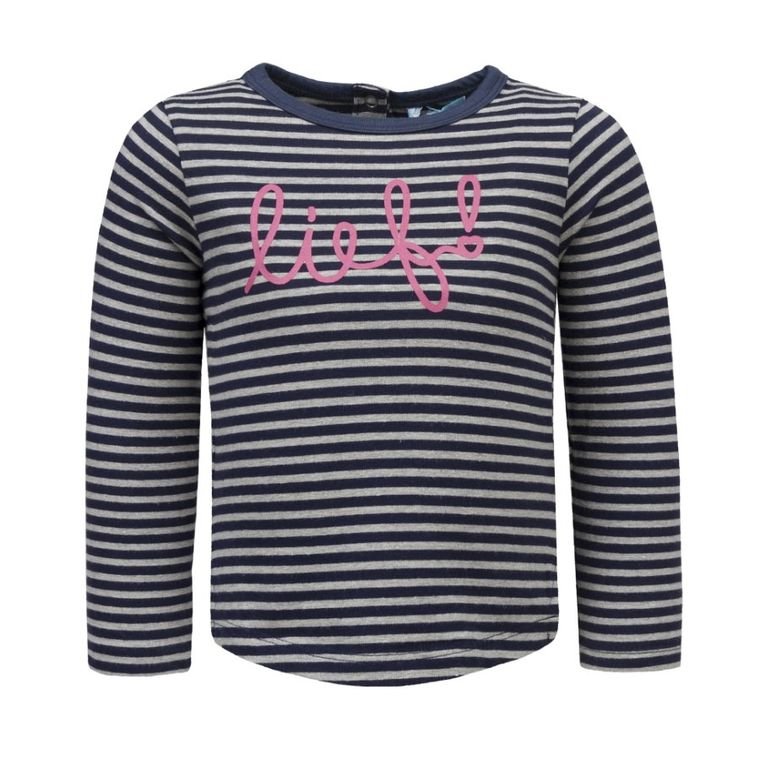 Bluzka dziewczęca z długim rękawem, granatowo-szara, Lief