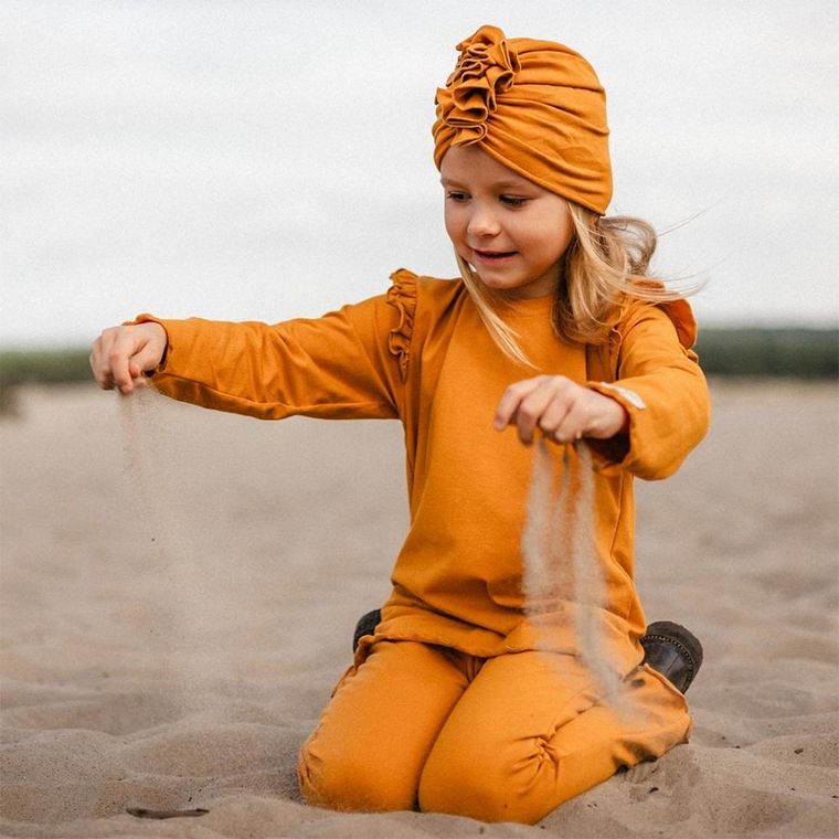 Bluzka dziewczęca z długim rękawem, musztardowa, Eevi