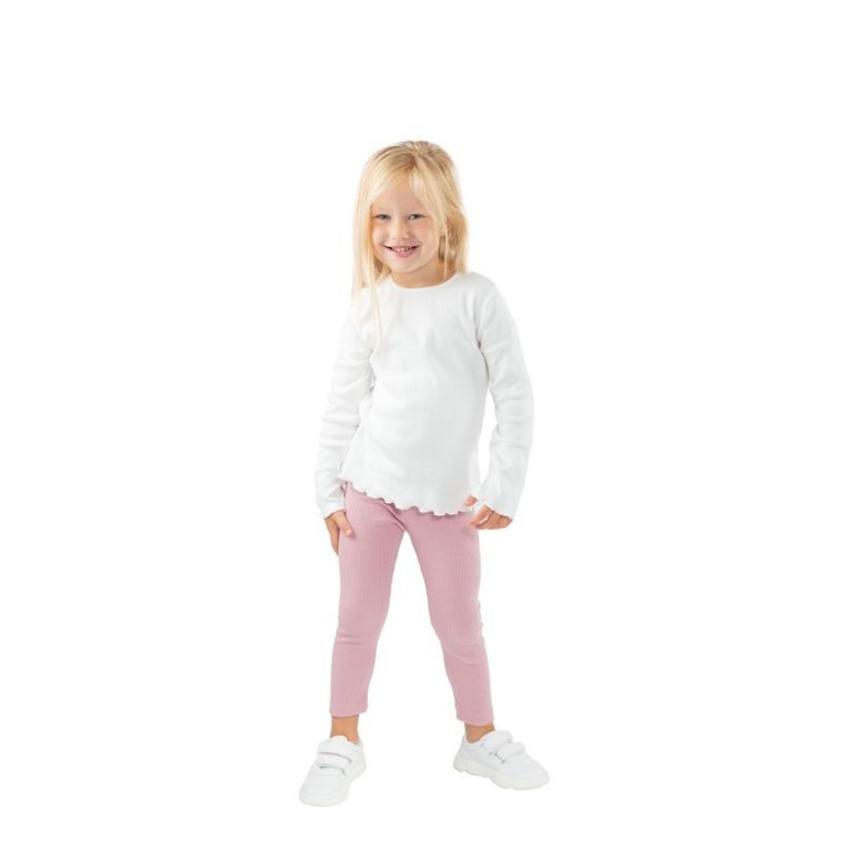 Bluzka dziewczęca z długim rękawem, prążkowana, biała, Tup Tup