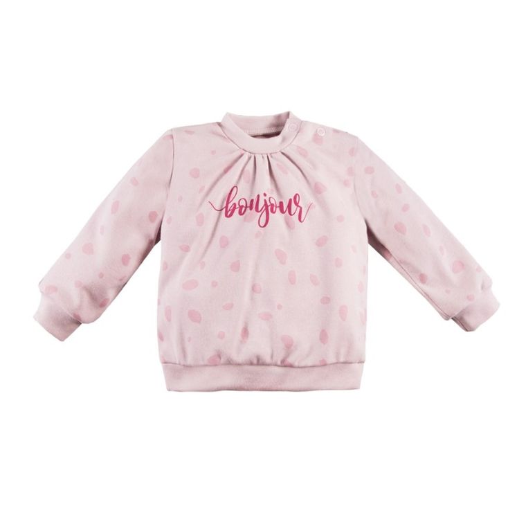Bluzka dziewczęca z długim rękawem, różowa, Bonjour, Eevi