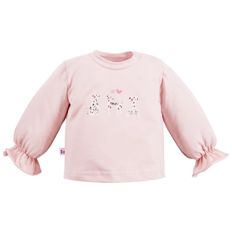 Bluzka dziewczęca z długim rękawem, różowa, Eevi