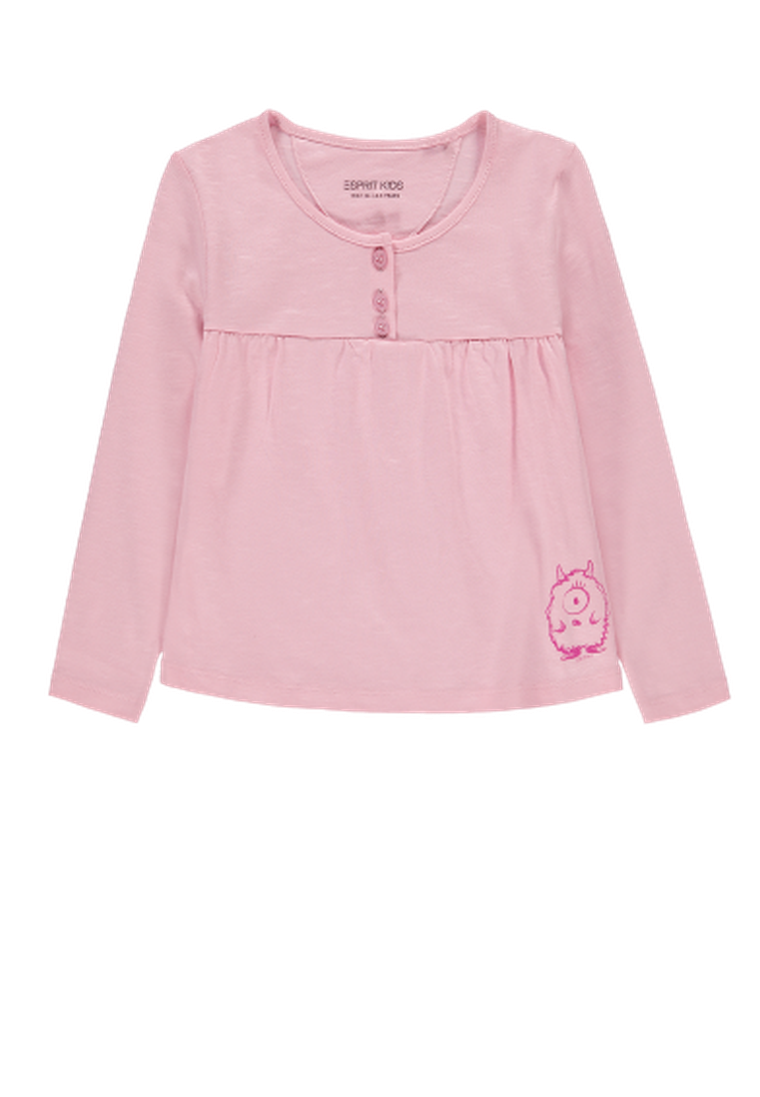 Bluzka dziewczęca z długim rękawem, różowa, Esprit