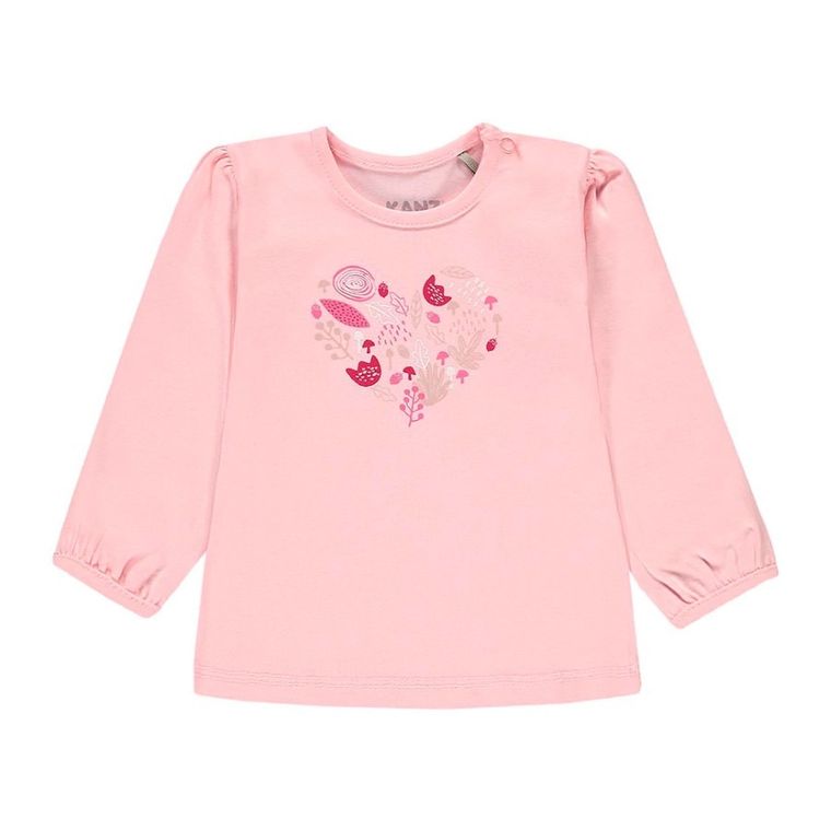 Bluzka dziewczęca z długim rękawem, różowa, Kanz