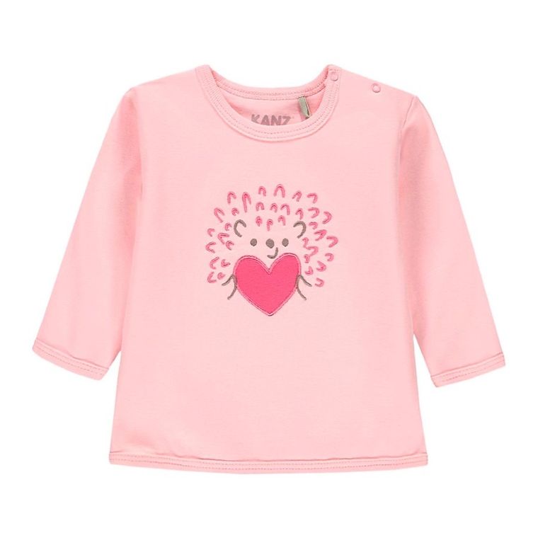 Bluzka dziewczęca z długim rękawem, różowa, Kanz