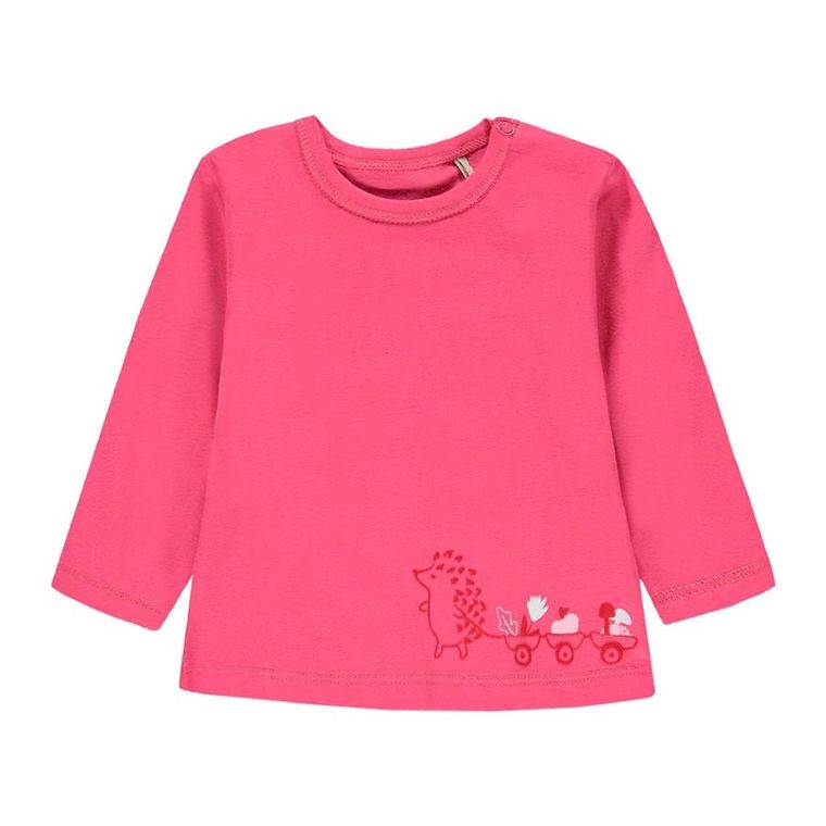 Bluzka dziewczęca z długim rękawem, różowa, Kanz