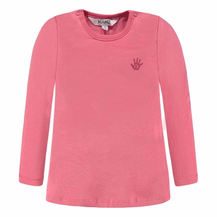 Bluzka dziewczęca z długim rękawem, różowa, Kanz