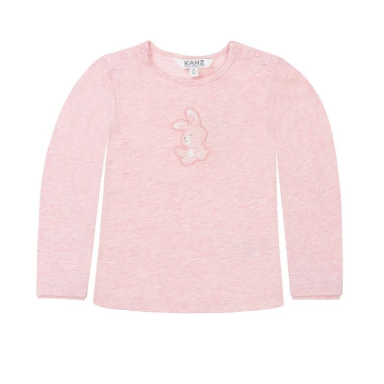 Bluzka dziewczęca z długim rękawem, różowa, Kanz