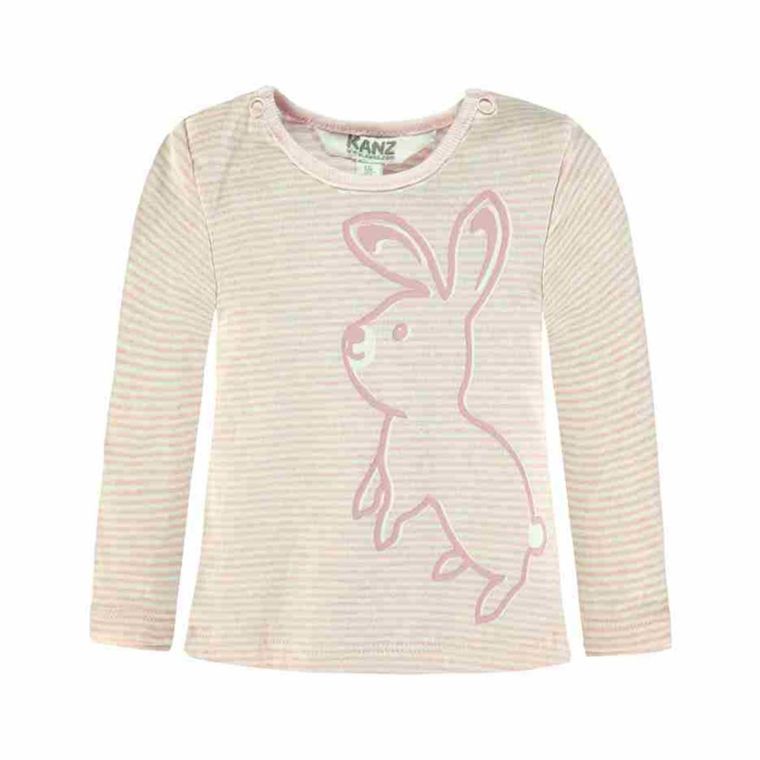 Bluzka dziewczęca z długim rękawem, różowa, Kanz