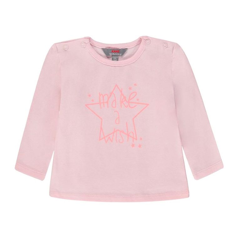 Bluzka dziewczęca z długim rękawem, różowa, Kanz