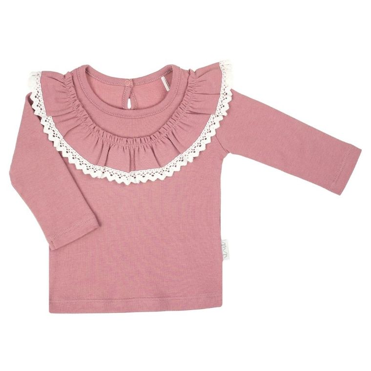 Bluzka dziewczęca z długim rękawem, różowa, Nicol