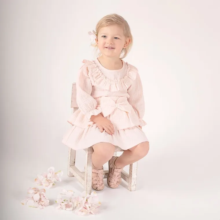 Bluzka dziewczęca z długim rękawem, różowa, Nicol