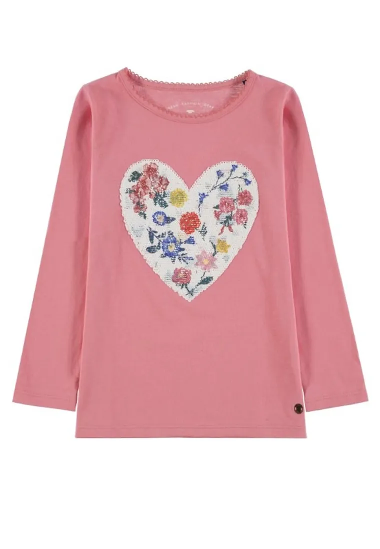 Bluzka dziewczęca z długim rękawem, różowa, Tom Tailor