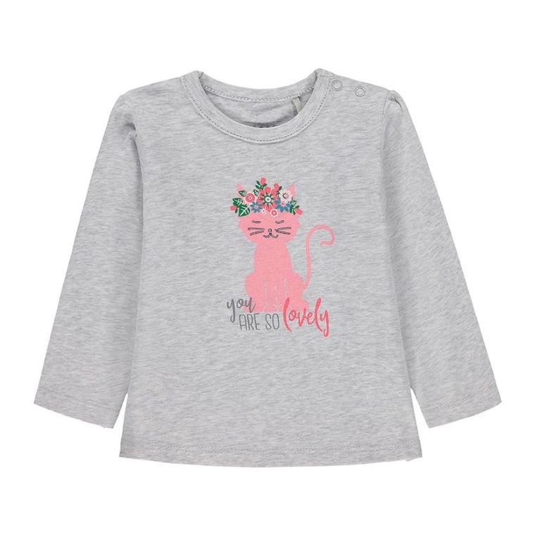 Bluzka dziewczęca z długim rękawem, szara, Kanz