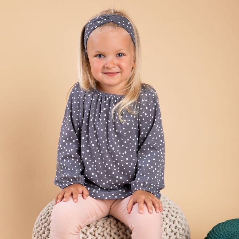 Bluzka dziewczęca z długim rękawem, szara, Nicol