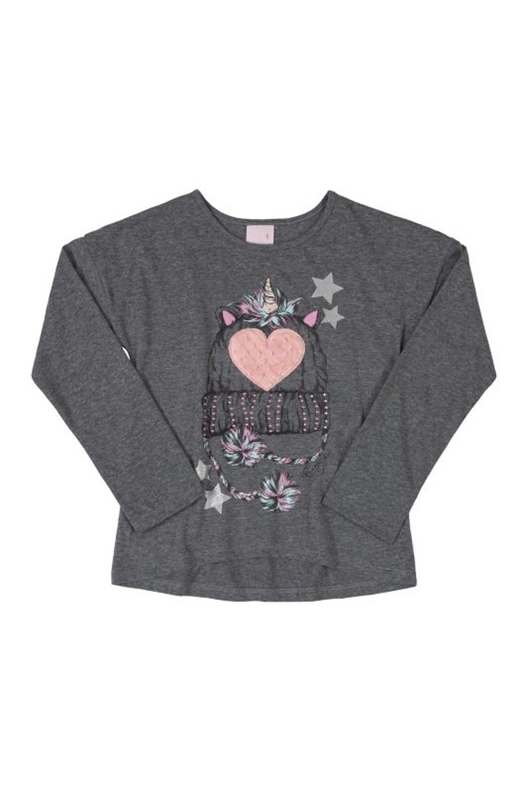 Bluzka dziewczęca z długim rękawem, szara, Quimby