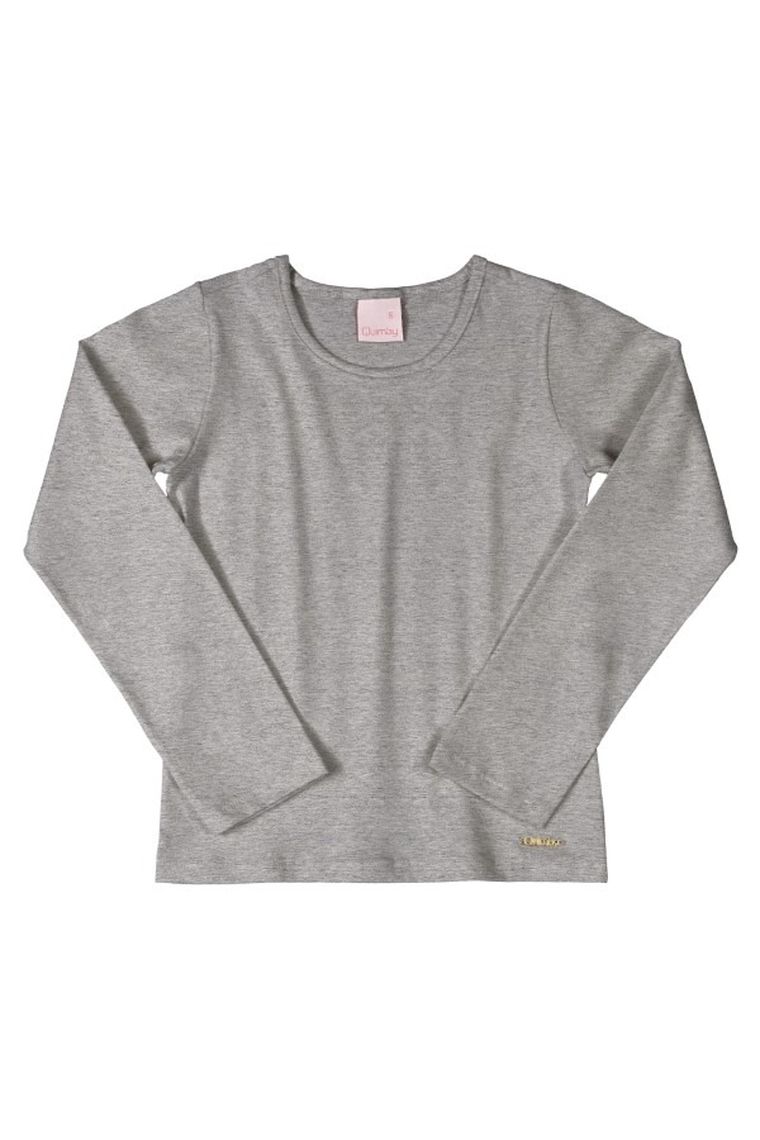 Bluzka dziewczęca z długim rękawem, szara, Quimby
