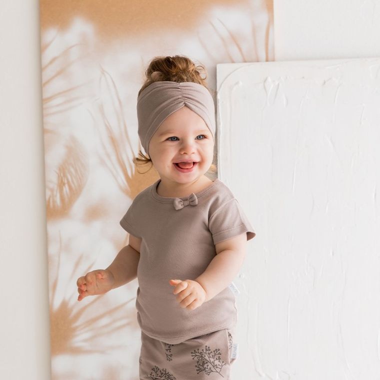 Bluzka dziewczęca z krótkim rękawem, beżowa, Nicol