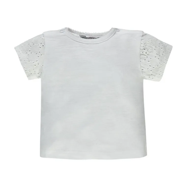 Bluzka dziewczęca z krótkim rękawem, biała, Kanz