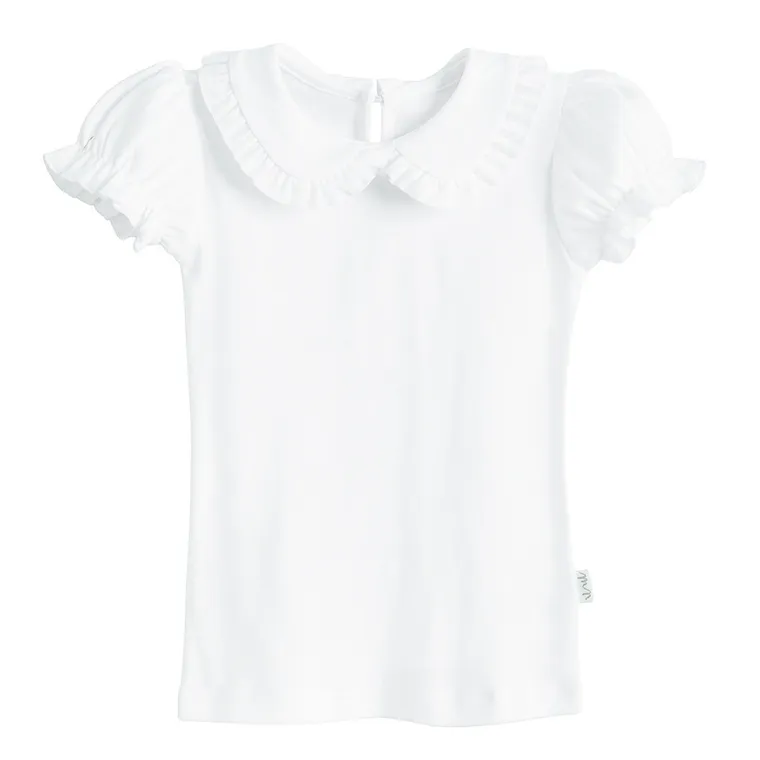 Bluzka dziewczęca z krótkim rękawem, biała, Nicol