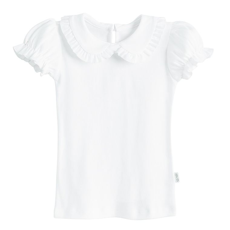 Bluzka dziewczęca z krótkim rękawem, biała, Nicol