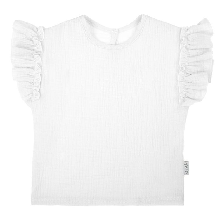Bluzka dziewczęca z krótkim rękawem, biała, Nicol