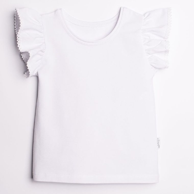 Bluzka dziewczęca z krótkim rękawem, biała, Nicol