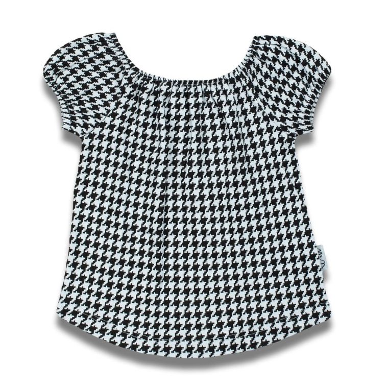 Bluzka dziewczęca z krótkim rękawem, biało-czarna, Nicol