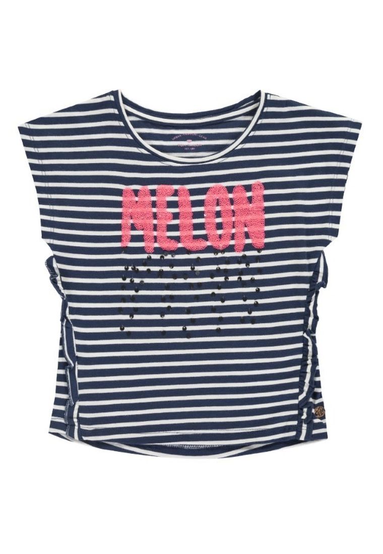 Bluzka dziewczęca z krótkim rękawem, biało-granatowa, Tom Tailor