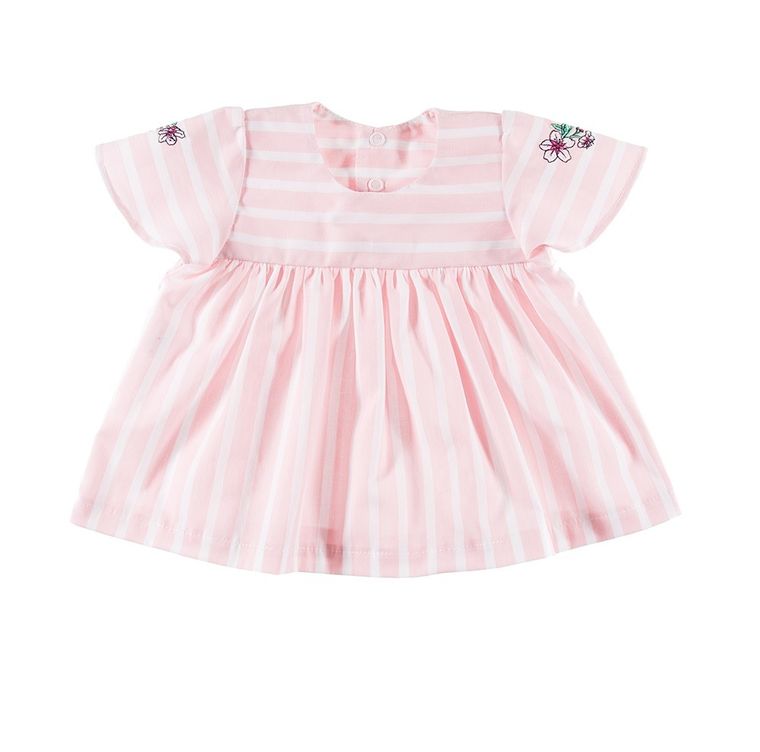 Bluzka dziewczęca z krótkim rękawem, biało-różowa, Eevi