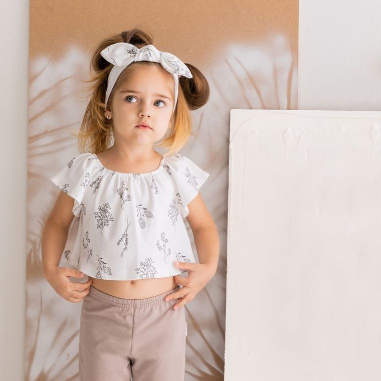 Bluzka dziewczęca z krótkim rękawem, ecru, Nicol